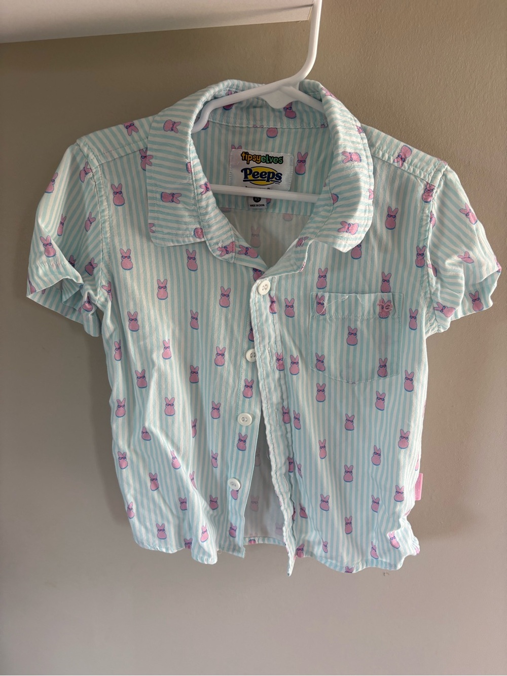 Tipsy Elves Mint Green & Pink Peeps Button-Up Shirt